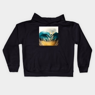 Golden Wheat Fields Teal Mountains Beautiful Nature Scenery Kids Hoodie